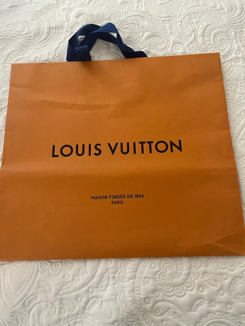 Louis Vuitton Orange Shopping Bag with Black Logo Accents